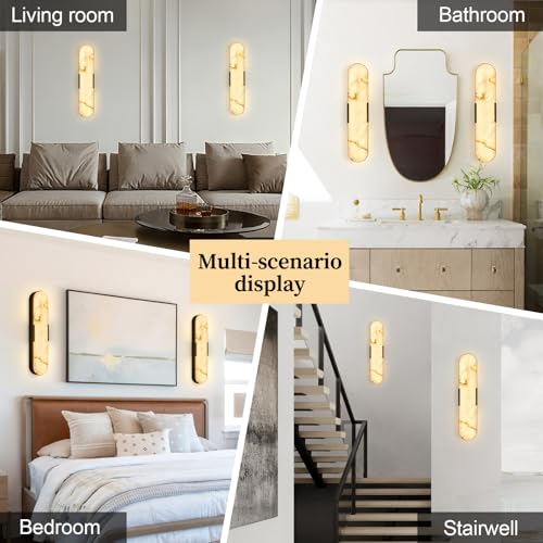 20" Alabaster Wall Sconces Set of Two Black 2Pack
