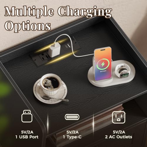 Nightstands with Charging Station (2 Count)