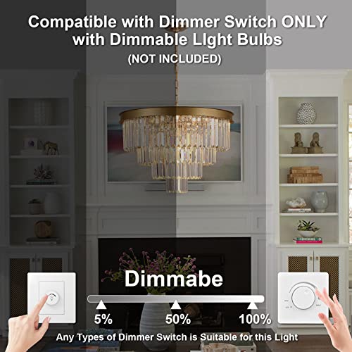 Modern Gold Crystal Chandelier 24”Living Room Chandeliers Light Fixture
