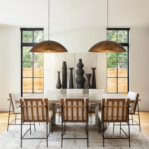 Vintage Antique Brass Dome Pendant Light