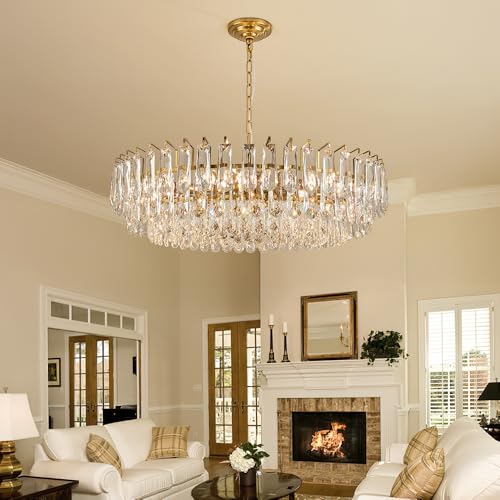 31.5" Modern Crystal Chandelier Gold 3