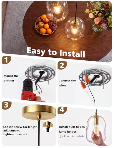 1 Pack Pendant Lights Kitchen Island (Gold+Clear 1 Pack)