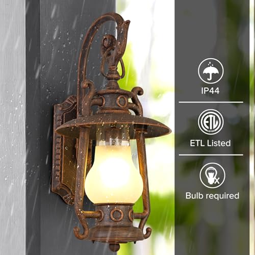 Large Rustic Lantern Wall Sconce Outdoor