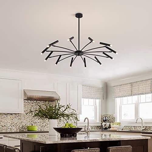 Lighting Modern Black Sputnik Chandelier Mid Century Vintage 12
