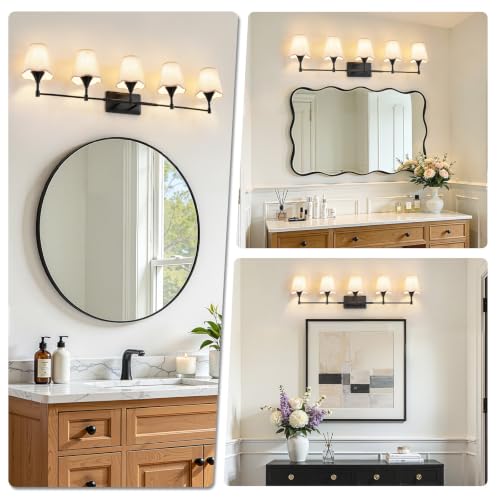 Modern Bathroom Vanity Light Fixtures (Matte Black / 5 LIGHT)