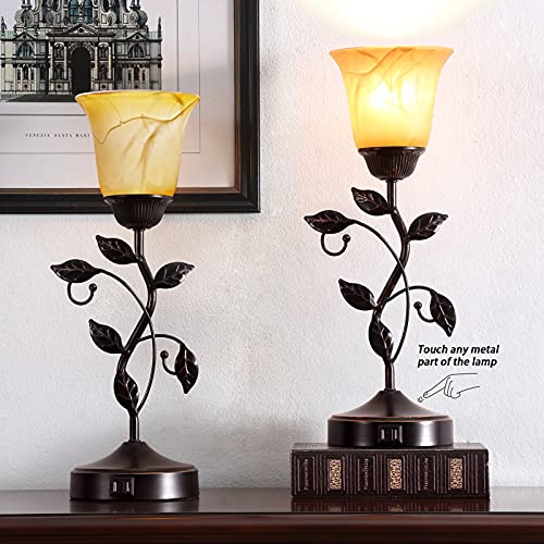 Touch Control Leaf Vintage Table Lamp with 3