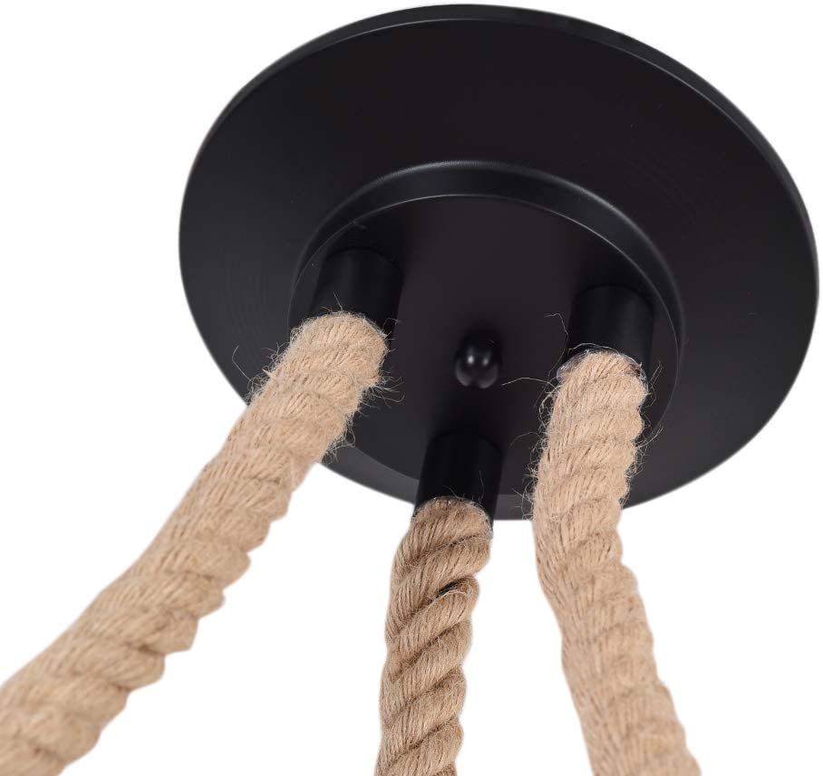 3 Light Hemp Rope Chandelier