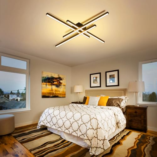 43" Black Modern LED Ceiling Light Fixtures With Remote