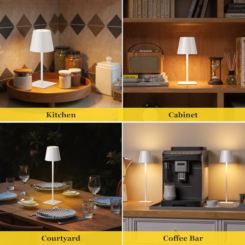 White Gold Cordless Rechargeable Table Lamp 5000mAh Battery Operated Lamps