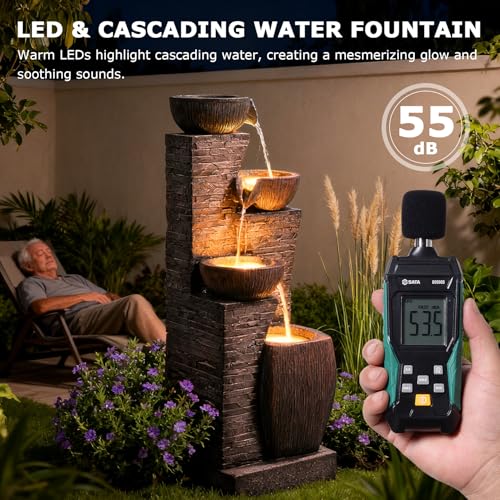 38.2" Tall Water Fountain Outdoor Garden Modern Fountains