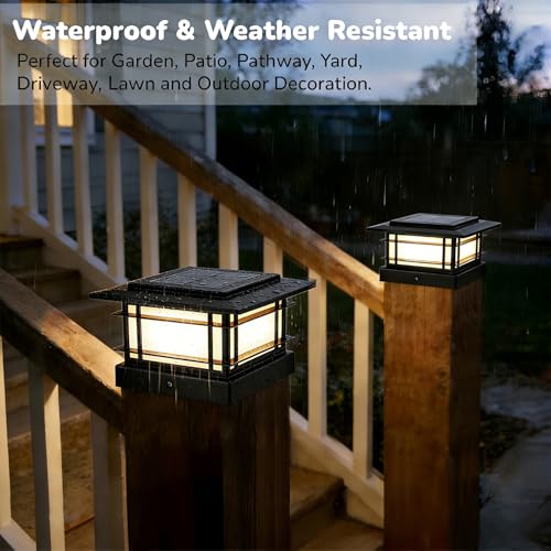 4x4 Solar Post Cap Lights Outdoor with 2 Color Modes (6 Count)