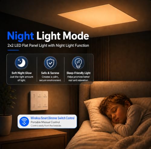 2x2 LED Flat Panel Light with Wireless Switch & App Control 1Pack
