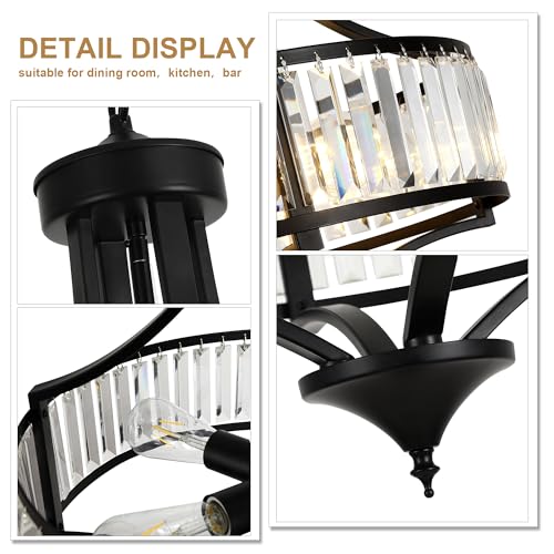 5 Light Black Crystal Chandelier for Dining Room