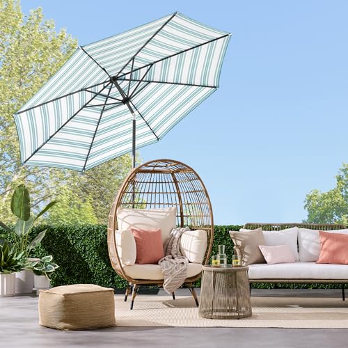 10ft Solar Polyester LED Lighted Patio Umbrella w