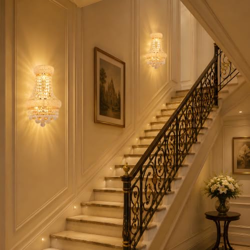 4 Lights Empire Crystal Wall Sconce Light for Living Room
