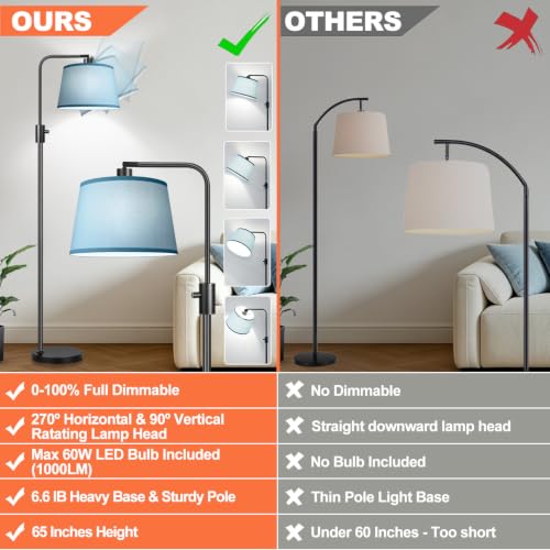 Upgraded】 Dimmable Black Floor Lamp