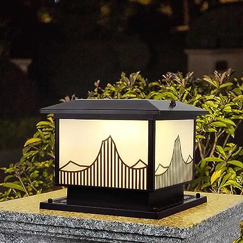 Modern Patio Solar Pillar Lights Square Fence Outdoor Table Lamp Led Pillar Light Adjustable by Remote Control Ip54 Waterproof Classic Vintage Column Lights Deck Walkw