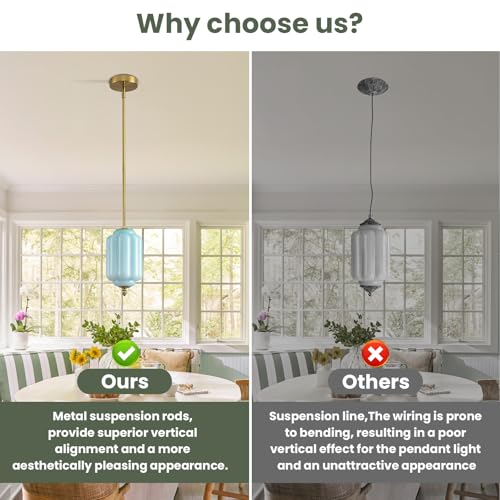 Vintage Blue Glass Pendant Lights 3