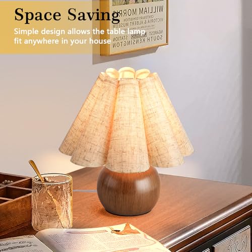 Wood Grain Touch Control Table Lamp for Bedroom