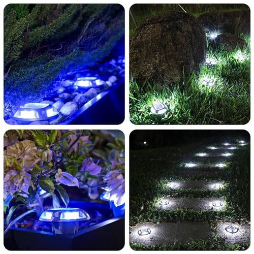 2 Colors in 1 Solar Driveway Lights 24 Pack with Ground Spike Design (24 Count)