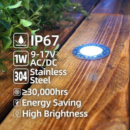 1W Recessed Low Voltage Deck Light 6 Pack 1.4 Inch (6 Count)