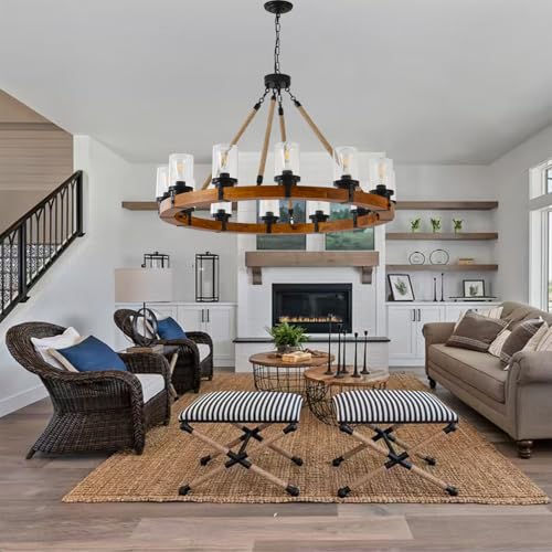 40" Wagon Wheel Chandelier Farmhouse (12 Count)