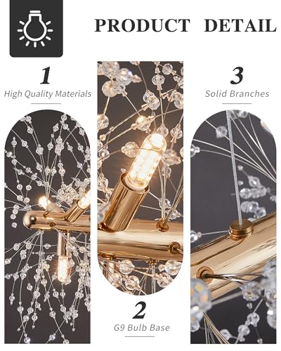 Modern 47.2" Modern Gold Crystal Firework Chandelier