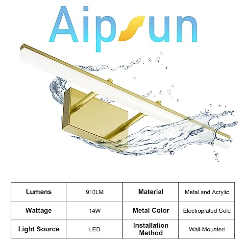Bathroom Vanity Light Brushed Gold Modern LED Vanity Lighting Over Mirror 24inch Adjustable Gold Wall Light for Bathroom