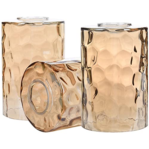 3 Pack Amber Hammered Water Ripple Glass Shade Replacement (3 Count)