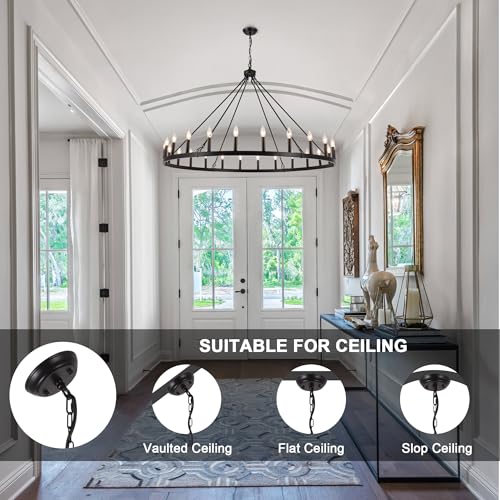 52 inches Black Wagon Wheel Chandelier