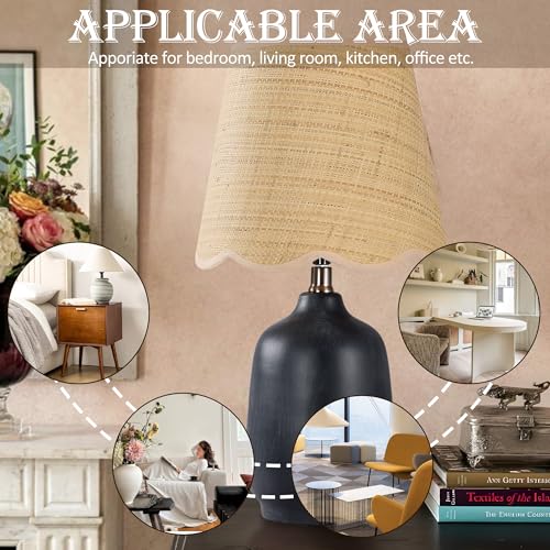 Set of 2 19" Modern Ceramic Table Lamp for Living Room Cream Base Desk Lamps for Bedroom Farmhouse Bedside Nightstand Lamp End Table Lamps (2 Count)