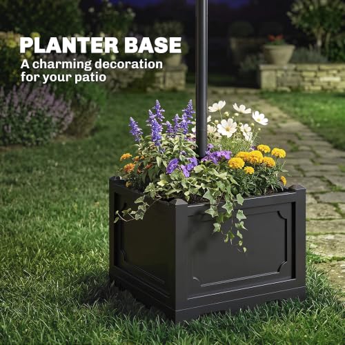 74.5" 3 Head Solar Lamp Post Light Outdoor with Planter