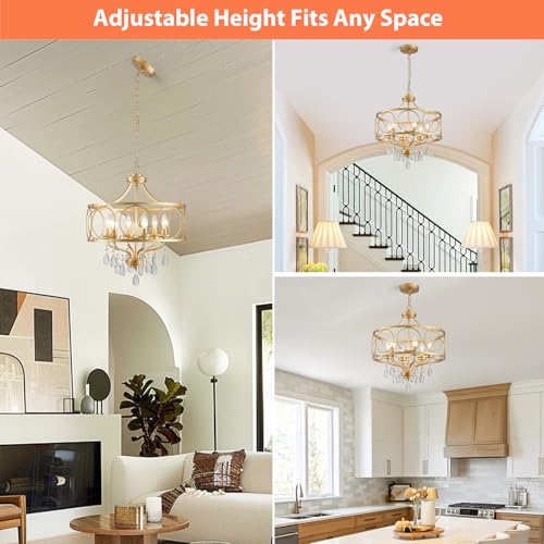6 Light Modern Gold Crystal Chandelier
