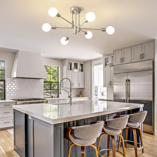 Nickel 6 Light Sputnik Ceiling Light Fixture