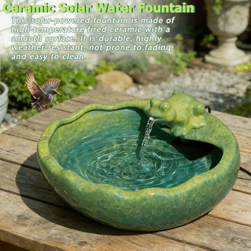 Ceramic Solar Fountain Outdoor with Battery Backup