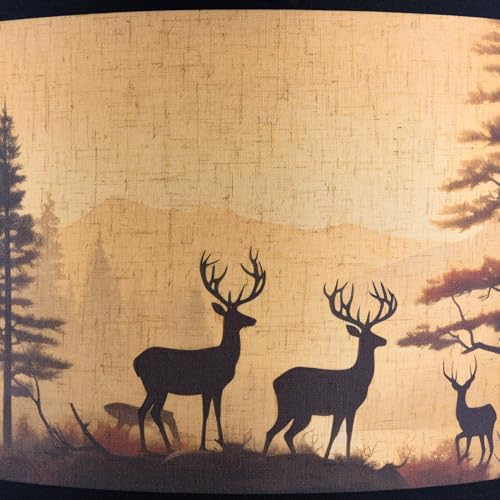 HD Printing Deer Drum Lamp Shade 13"x13"x10" Assembly Required Lampshade for Table Lamp