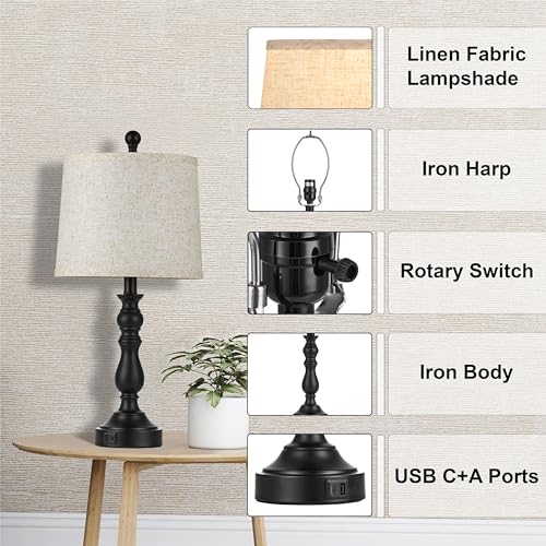 Black Table Lamps Set of 2 (2 Count)