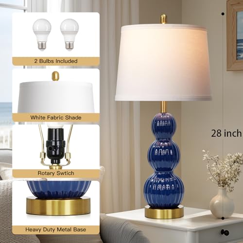 28" Navy Blue Table Lamps Set of 2 for Living Room (2 Count)