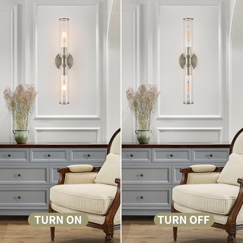 Nickel Wireless Battery Operated Wall Sconces with Remote Control