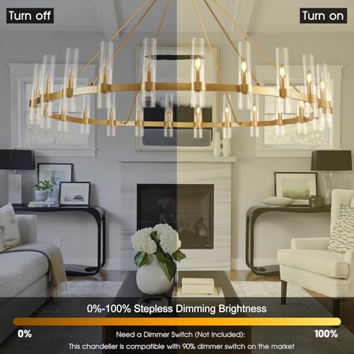 Gold Wagon Wheel Chandelier 24 Light (24 Count)