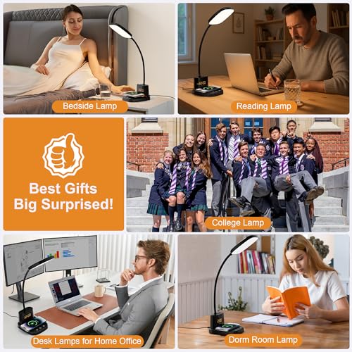 10W Wireless Charging LED Desk Lamp with Clock