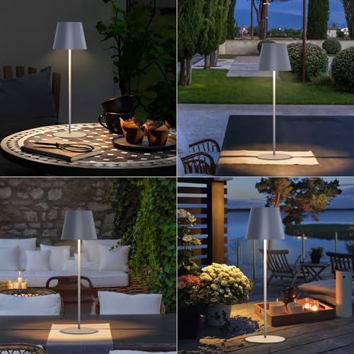 2 Pack Cordless Table Lamp Rechargeable 5000mAH Battery Operated Lights Touch Control LED Portable Desk Lamps 3 Color Dimming for Outdoor Coffee Bedroom Kitchen (2 Count)