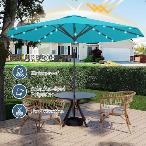 9FT Patio Umbrella with Solar Lights