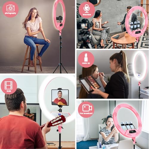 Pink 22" Ring Light for iPad iPhone with 75" Tripod Stand Barber