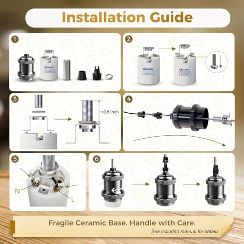 E26 Edison Vintage Lamp Socket for DIY Light (6 Count)