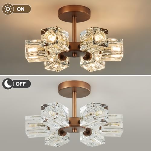 Crystal Antique Semi Flush Ceiling