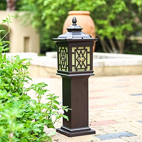 66.5Cm Brown Outdoor Lamp Post Light Fixture Waterproof Antirust Safety Pillar Lamp Wall Lamp Safety Street Lamp for Villa Backyard