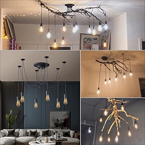 Vintage Edison Multiple Ajustable DIY Ceiling Spider Lamp Light Pendant Lighting Chandelier Modern Chic Industrial Dining with Romote Control