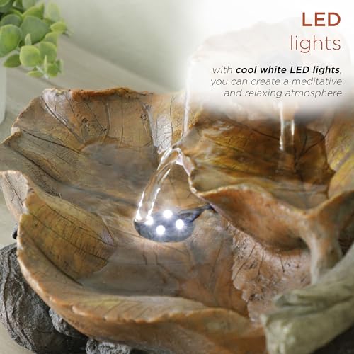 9" Tall Indoor Tabletop Tiered Leaf Hand