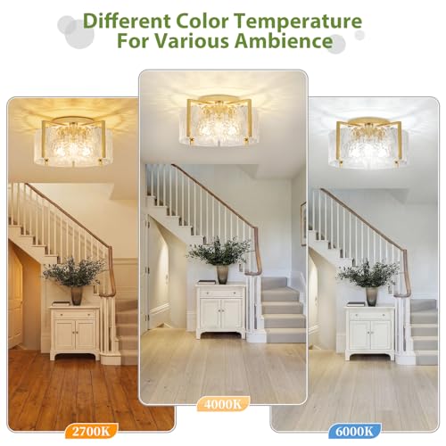 16'' Gold Semi Flush Mount Ceiling Light